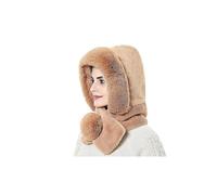 (Kahki) Winterwarme Pelzmütze mit Ohrenklappen für Damen, dicke Mütze mit Kapuze, winddicht, weich und