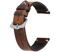 Kai Tian 18mm 20mm 22mm 24mm Leder Armband Vintage Uhrenarmband Ölwachs Retro Öliges für Herren… (18mm, Dunkel Braun)