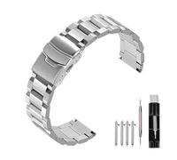 Kai Tian 20mm Edelstahl-Uhrenarmband, gebürstetes Finish Uhrenersatz-Metallarmband für Herren Damen Silber