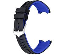 Kai Tian 20mm Silikon Universal Uhrenarmband Gebogenem Ende Zwei Farben Schwarz-Blau Gummi Schnellverschluss Uhrenarmband für Männer Frauen