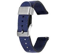 Kai Tian 20mm Uhrenarmband Blau Schwarz Canvas Metallhalter Leinengewebe Schnellverschluss Ersatz Watch Armband für Herren Damen