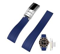 Kai Tian 22mm Kautschuk Uhrenarmband mit Faltschließe, Silikon Fluorkautschuk Sport Uhrenband Ersatzarmband für Herren Damen Blau