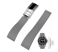 Kai Tian 22mm Kautschuk Uhrenarmband mit Faltschließe, Silikon Fluorkautschuk Sport Uhrenband Ersatzarmband für Herren Damen Grau