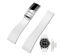 Kai Tian 22mm Kautschuk Uhrenarmband mit Faltschließe, Weiß Silikon Fluorkautschuk Uhrenarmbänder für Rolex Seiko Armbänder Männer Frauen