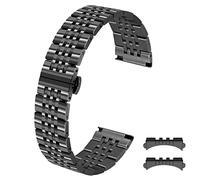 Kai Tian 22mm Schwarz Armband Verjüngt Gerade & Gebogene Enden Rostfreier Edelstahl Poliert Uhrenarmband für Männer Frauen
