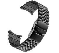 Kai Tian 3D Edelstahl Uhrenarmbänder 20mm Konisches Armband für Frauen Männer Gebogene Enden Schwarze Schnalle Uhr Ersatzarmband