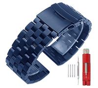 Kai Tian Armbanduhr 20mm Blau Prämie Matt 5 Reihen Doppelschlösser Edelstahl Uhrenarmband für Damen Herren Ersatz Metall Band für Männer Frauen Armband