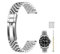 Kai Tian Edelstahl Uhrenarmbänder 20mm konisch zulaufendes Metall Uhrenarmband massiv geschraubt in Silber mit klassischer Taucherschnalle