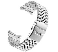 Kai Tian Edelstahl Uhrenarmband 20mm Gebogene Enden Uhrenarmbänder Metall Armband, Schnellverschluss Ersatzarmband für Herren Damen Entfaltungsschnalle Silber
