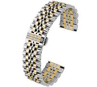Kai Tian Flexibles Armband Poliert 7 Zeilen 20mm Uhrenarmband Edelstahl Schnelle Veröffentlichung Metalluhr Armband Silber Gold