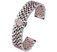 Kai Tian Flexibles Armband Poliert 7 Zeilen 22mm Uhrenarmband Edelstahl Schnelle Veröffentlichung Metalluhr Armband Silber Roségold