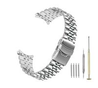 Kai Tian Gebogenes Ende Edelstahl Armband für Männer Frauen 20mm 22mm Konisches Uhrenarmband Dreidimensionale Uhrenersatzband Entfaltungsschnalle Schwarz Silber (Silber-Zum Einschrauben, 22mm)