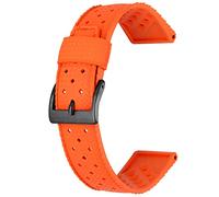 Kai Tian Hochwertiges Armband 22mm Dauerhaft Gummi Silikon Uhrenarmband für Männer und Frauen Orange+Schwarze Schnalle
