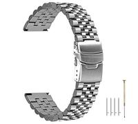 Kai Tian Silber Uhrenband 22mm Quick Release Metallarmband Super 3D Perlen Armbanduhr für Damen Herren Ingenieur Uhr Armband Schraube feste Links konische Riemen