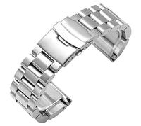 Kai Tian Solide Doppelschlösser 316 Edelstahl Uhrenarmband gebürstet Uhrenersatz Metallarmband Armbanduhr Ersatzband für Damen Herren 20mm Silber
