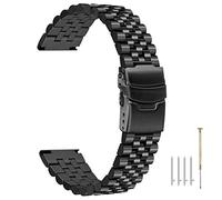 Kai Tian Super 3D 20mm Armbanduhr Uhrenarmband Schnelle Veröffentlichung Ingenieur Uhrenarmband für Damen Herren Ersatzschraube befestigt Solide Links Doppelverriegelung Schwarze Uhrenarmbänder
