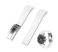 Kai Tian Uhrenarmband 21mm Gebogene Enden Silikon Gummi Uhrenarmbänder, Kautschuk Uhrenarmband Weiß mit Edelstahl faltschließe für Männer Frauen