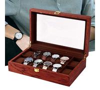 Kaibrite Uhrenbox, Holz Uhren Uhrenaufbewahrungsbox Organizer Uhrenkasten Braun Uhrenschachtel Verschließbare Uhrenbox für Herrn Dame Freund Freundin (12 Slots)