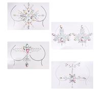 KAILIKETIY Festival Strass Körperschmuck 4 Stück Selbstgemacht Brustaufkleber mit Sicheren Strasssteinen Körperjuwelen für Kostümparty und Dekolleté Dekoration