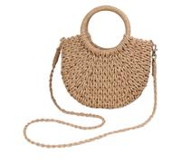 KAILIKETIY Gewebte mit Dekorativem und Nützlichem Design für Damen Schultertasche aus Papierseil Khakifarbene Umhängetasche zum Einkaufen das Dating