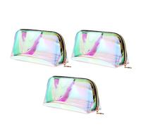KAILIKETIY Holografischer Kosmetiktasche Klein Durchsichtig 3 Stück Reise Kulturbeutel Aufbewahrungstasche Für Damen Kosmetik Organizer