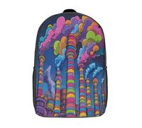 kaiyun Cartoon-Zauberfabrik Rucksack Kinder Schulrucksack Farbenreich Striped Chimney Schultasche 3D Gedruckte Grund- Und Mittelschüler Schulranzen 17inch