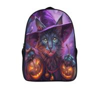 kaiyun Hexe Katze Rucksack Kinder Schulrucksack Kürbis Schultasche 3D Gedruckte Grund- Und Mittelschüler Schulranzen 16 inch