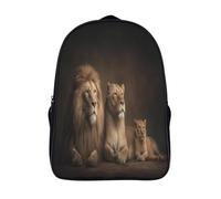 kaiyun Löwe Family Portrait Rucksack Kinder Schulrucksack Schultasche 3D Gedruckte Grund- Und Mittelschüler Schulranzen 16 inch