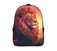 kaiyun Löwe Kinder Rucksack,Geräumig School Bag Mit Verstellbaren Trägern,Strapazierfähig Wild Tiere Maschenaufdruck 16 inch