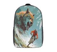 kaiyun Mountainbike Rider Kinderrucksack Freizeit Rucksack Kinder Schulrucksack Teenager Wütender Wolf Drucken 17inch