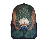 kaiyun Two Pfaus with Open Wings Rucksack Kinder Schulrucksack Riesiger Lotus Schultasche 3D Gedruckte Grund- Und Mittelschüler Schulranzen 16 inch