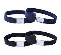 Kajeer 4 Stück Gürtel für Jungen Mädchen Verstellbar - Großer Elastischer Stretchgürtel mit einfacher Magnetschnalle für 2-15 jährige Jungen und Mädchen (2 Marineblau/2 Schwarz)