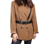 Kajeer Damen Punk PU LederGürtel - Schwarz Mode Kettengürtel Frauen Gothic Taillengürtel für Damen