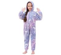 KAKU NANU Mädchen Onesie Kinder Regenbogen Einhorn Onesie Flauschiger Fleece Jumpsuit Kleinkind Schlafanzug Einhorn Rosa Lila Geschenke für Mädchen Alter 4 5 6 Jahre