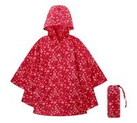 KAKU NANU Regenponcho Kinder Regencape Poncho mit Kapuze Wasserdicht Regen Poncho Cape Regenponcho Leicht Jungen Mädchen Wiederverwendbar Rot 116 122 128 134 140