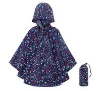 KAKU NANU Regenponcho Kinder Regencape Poncho mit Kapuze Wasserdicht Regen Poncho Cape Regenponcho Leicht Jungen Mädchen Wiederverwendbar Blau 104 110