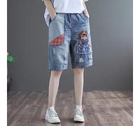 KAL'ANWEI Cropped-Hose Shorts Damen-Denim Korean Fashion Oversize-Hose Jeans-Rock Bottoms Baggy Y2K Street Wear Jean,Blau,S