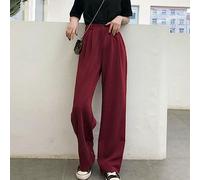 KAL'ANWEI Lässige Hosen Damen Vintage Pure Burgund Bürodame Lange Hose Sommer Weich Elegant Taschen Minimalistisch Femme Chic Streetwear,Länger Bordeaux,2XL