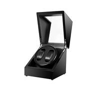 Kalawen Automatik Uhrenbeweger für 2 Uhren Automatikuhren Watch Winder Mute für 2 Uhren Luxuriöser Automatische Uhrendreher Holz Aufbewahrung Uhrenvitrine mit Batteriebetrieb oder Netztei Schwarz