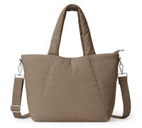 KALIDI Damen Puffer Handtasche Schultertasche Casual Multifunktionale Umhängetaschen Groß für Arbeit Schule Shopper Lässige täglich,Kaffee