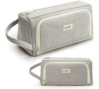 KALIDI Federmäppchen Mäppchen Federtaschen 2 Fächer, extra groß Pencil Case Stifte Etui Schule, Aesthetic Federmäppchen Mäppchen für Mädchen und Jungen, Cord Grau1