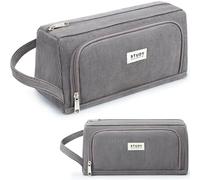 KALIDI Federmäppchen Mäppchen Federtaschen 2 Fächer, extra groß Pencil Case Stifte Etui Schule, Aesthetic Federmäppchen Mäppchen für Mädchen und Jungen, Cord Grau