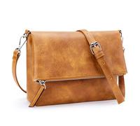 KALIDI Kleine Damen Umhängetaschen Veganes PU Leder Handtasche Crossbody Schultertasche Diebstahlschutz Mehrfach Taschen mit Verstellbar Abnehmbar Schultergurt Dark Yellow