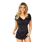 Kalimo Pyjama Tean | Jumpsuit | Schlafanzug Damen | Nachtwäsche | Damen | Farbe: Schwarz | Größe: M | Material: Microfibra