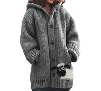 KaloKLU Damenmantel, 3D-Druck, einfaches Motiv, Pullover für Feiertage, mit langärmligem Mantel, 1, 50