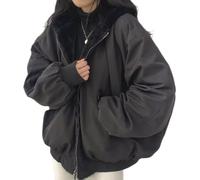 KaloKLU Sherpa Jacket Women Teen Girls Reversible Y2k Zipper Hoodie Fleece Fur Grunge Winter Coat Cutecore Korean Clothing