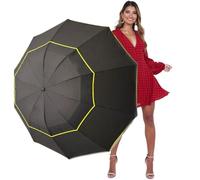Kalolary 157,9 cm großer kompakter Golf-Regenschirm, doppelter Baldachin, belüftet, winddicht, wasserdicht, Stockschirme für Damen und Herren