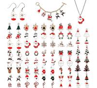 Kalolary 84 Stücke Weihnachten Emaille Charme Anhänger Gemischte Stile Überzogene zum Armband Halskette Ohrring Charms Schmuck Handwerk Bilden Schmuck Basteln Herstellung Schneeflocke Baum Zubehör Set