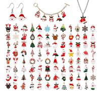 Kalolary 96 Stücke Weihnachten Emaille Charme Anhänger Gemischte Stile Überzogene zum Armband Halskette Ohrring Charms Schmuck Handwerk Bilden Schmuck Basteln Herstellung Schneeflocke Baum Zubehör Set