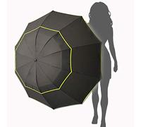 Kalolary Golf Regenschirm Übergröße, Foldable Golf Regenschirm Sturmsicher Winddichte wasserdichte Doppelt Überdachung Sonnenschutz (Schwarz)